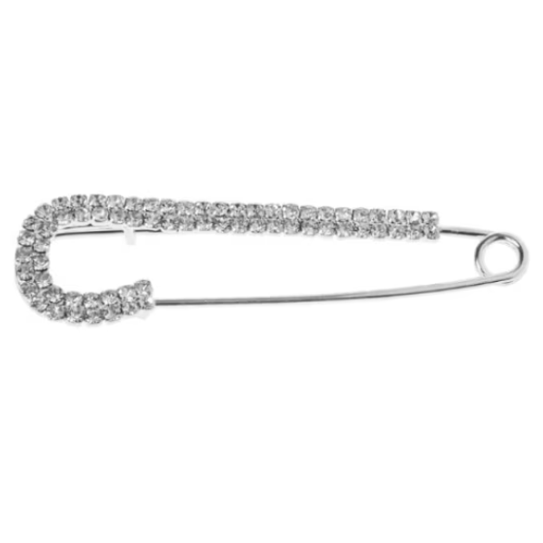 Accesoriu decorativ pentru femei, CRM, broșă cu strasuri, 8 cm, argintiu [5]