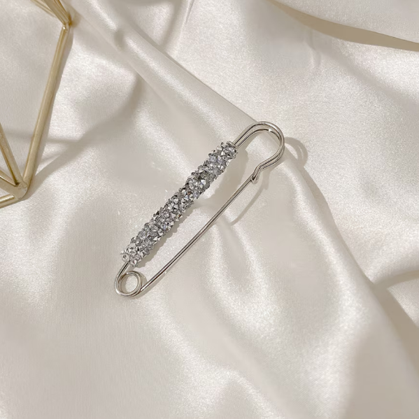 Accesoriu decorativ pentru femei, CRM, broșă elegantă, 7.5 cm, argintiu [2]