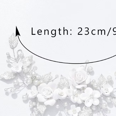 Accesoriu par pentru ocazii speciale, CRM, flori delicate, modelator, alb/argintiu [3]