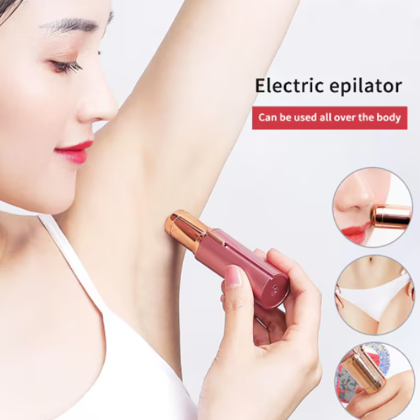 Aparat electric pentru epilare faciala, CRM, mini epilator portabil pentru puf facial, buza superioara si corp, roz [2]