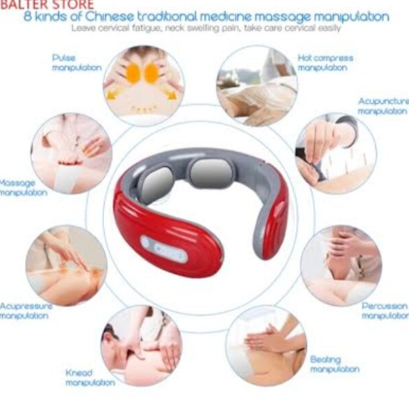 Aparat electrostimulare, CRM, pentru masaj si relaxare cervicala, cu impulsuri electromagnetice pentru ameliorarea durerii, rosu [3]