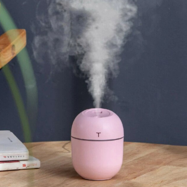 Aparat pentru umidificare si purificare aer, difuzor de apa si ulei aromatizat, CRM, 200 ml, ultrasonic, portabil, roz [4]