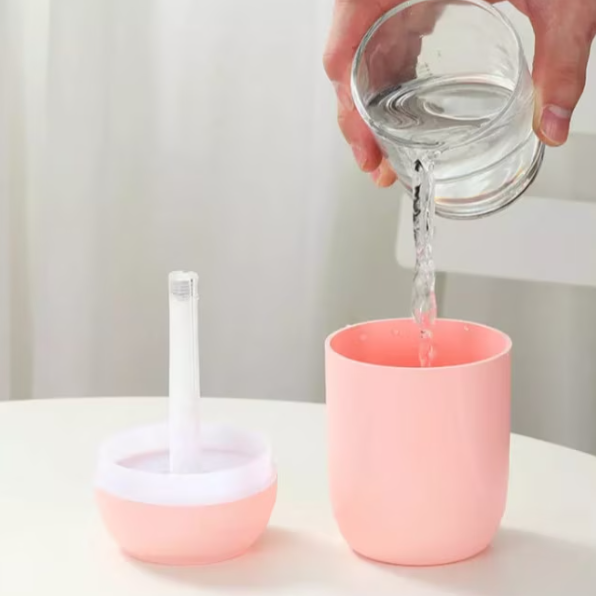 Aparat umidificare si purificare aer, CRM, difuzor de apa si ulei aromatizat, 300 ml, ultrasonic, portabil, roz [2]
