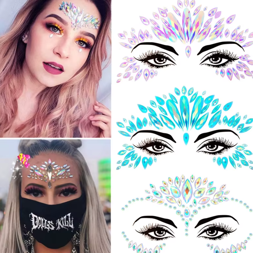 Autocolant 3D Face, Crystal Tattoo, CRM, strass, multicolor [3]
