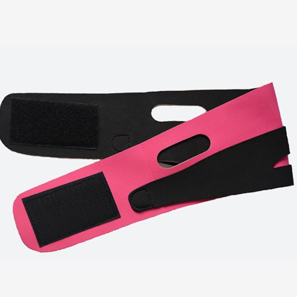 Banda pentru sustinerea barbiei, CRM, elastica, ajustabila, pentru contur facial, roz/negru [4]