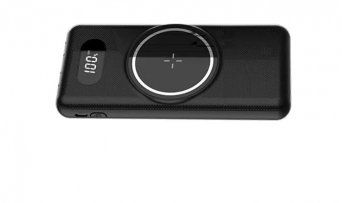 Baterie externa, powerbank cu incarcare Wireless Fast Charge, cabluri triple incorporate, neagra, 12000mAh [3]