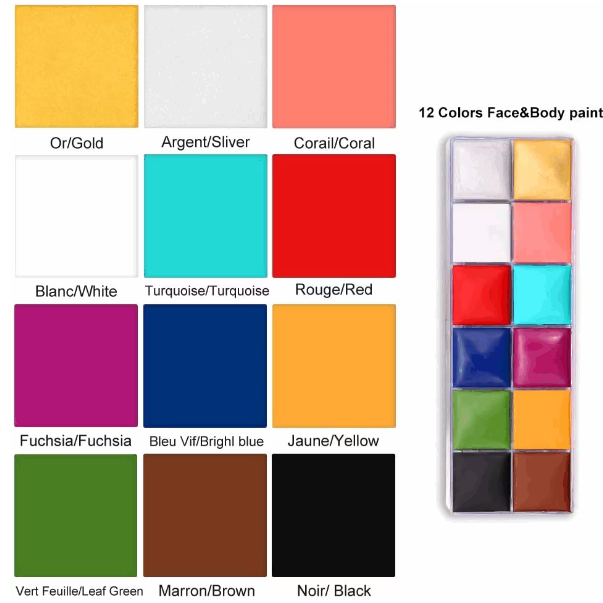 Body Paint Art – Kit de Machiaj pentru Copii, CRM, 12 Culori Pigmentate, Multicolor [5]