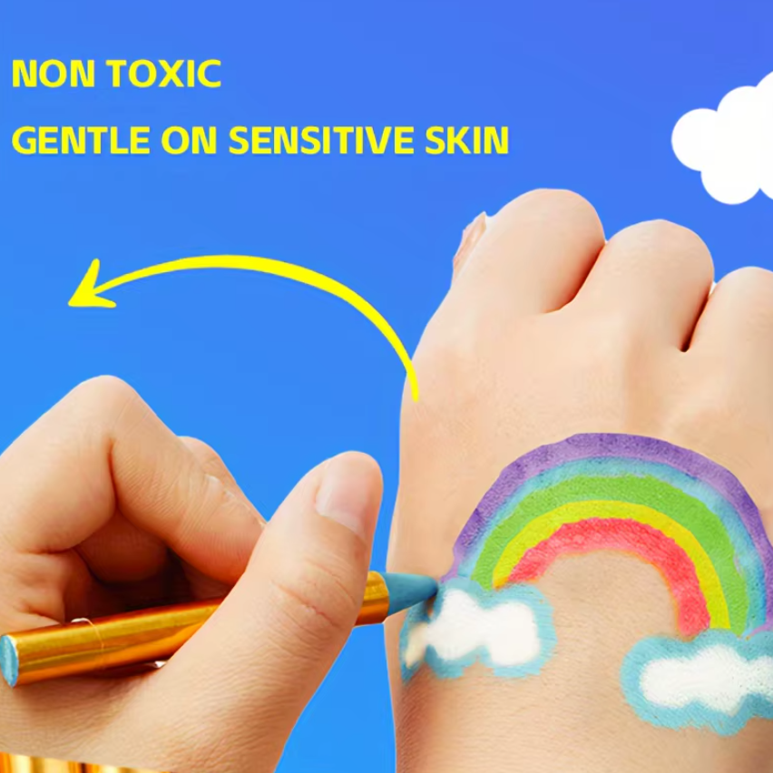 Body Paint Art – Kit Machiaj Copii 16 Culori Pigmentate, CRM, Creioane Față Corp, Non-Toxic, Petreceri & Carnaval [7]
