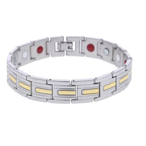 Brățară Ajustabilă pentru Bărbați, CRM, MagneticEnergy DualTone, 21 cm, Argintiu/Auriu [3]