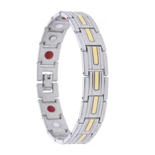 Brățară Ajustabilă pentru Bărbați, CRM, MagneticEnergy DualTone, 21 cm, Argintiu/Auriu [2]