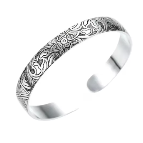 Bratara Dama, CRM, Reglabila, Model Floral Vintage, Argintiu, Design Elegant, Stil Boho [1]