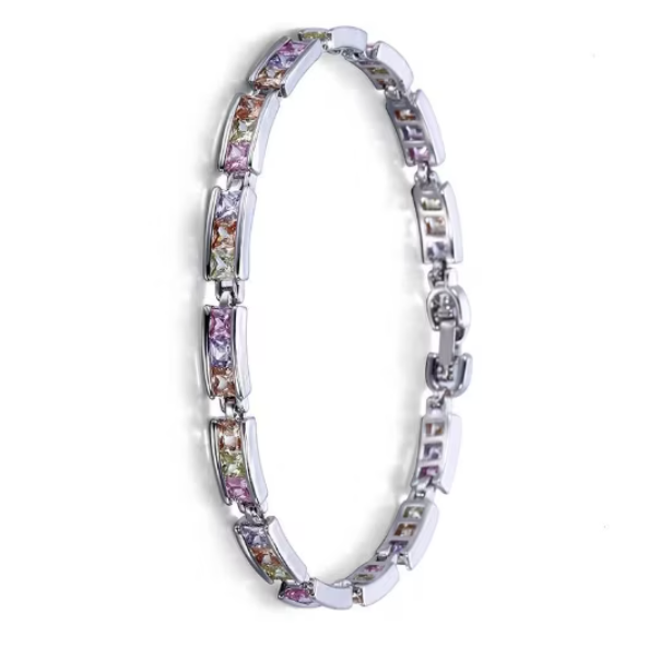 Bratara dama Elegance, CRM, cu pietre multicolor stralucitoare, 19.5 cm [2]