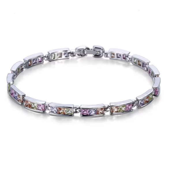 Bratara dama Elegance, CRM, cu pietre multicolor stralucitoare, 19.5 cm [3]