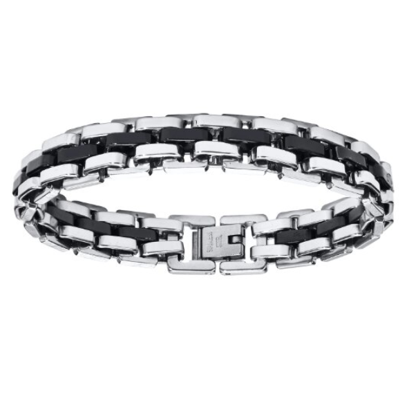 Brățară Elegantă Bărbați CRM, Model Deosebit, Oțel Inoxidabil, Negru/Argintiu, 21,5 cm [5]