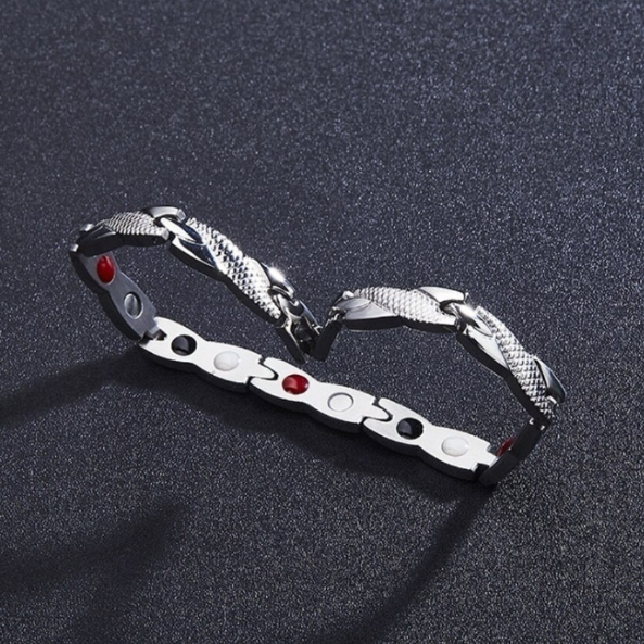 Bratara eleganta femei MagneticLymph, CRM, magnetica, ajustabila, argintie, 21 cm [2]