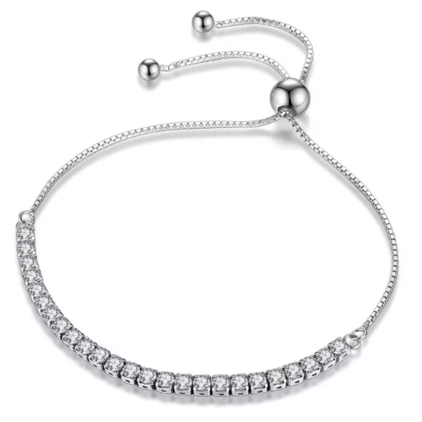 Bratara eleganta fete, reglabila, CRM, cu cristale albe, 27 cm [2]