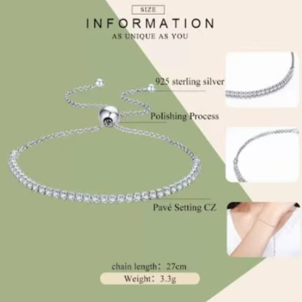 Bratara eleganta fete, reglabila, CRM, cu cristale albe, 27 cm [5]