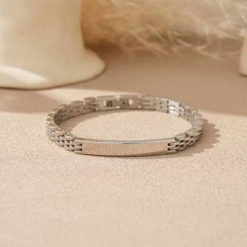 Bratara eleganta pentru barbati, CRM, otel inoxidabil, model ID, silver, 21 cm [2]