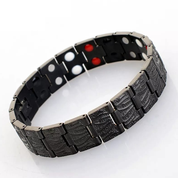 Bratara magnetica pentru barbati, CRM, ajustabila, neagra, 21 cm [5]