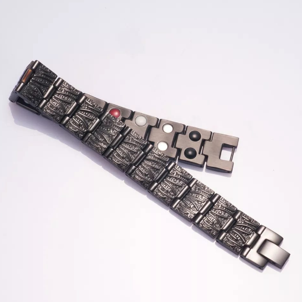 Bratara magnetica pentru barbati, CRM, ajustabila, neagra, 21 cm [2]