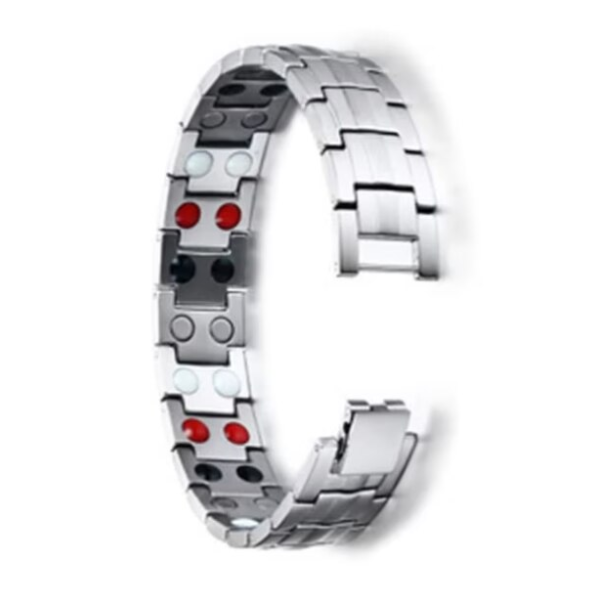 Bratara magnetica pentru barbati, CRM, argintie, ajustabila, 20 cm [2]