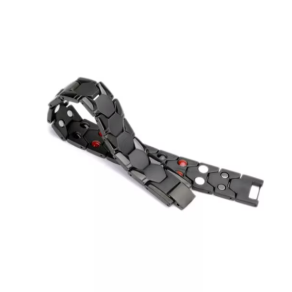 Bratara magnetica pentru barbati, CRM, neagra, model hexagonal, ajustabila, 20 cm [4]