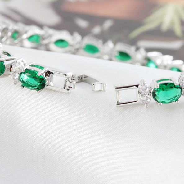 Bratara Moissanite dama, CRM, pietre verzi stralucitoare, eleganta, 20 cm [4]