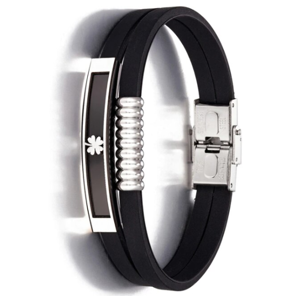 Bratara pentru barbati, CRM, dubla, negru/argintiu, 21 cm [3]