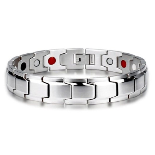 Bratara pentru barbati, CRM, magnetica, eleganta, ajustabila, silver, 20 cm [3]