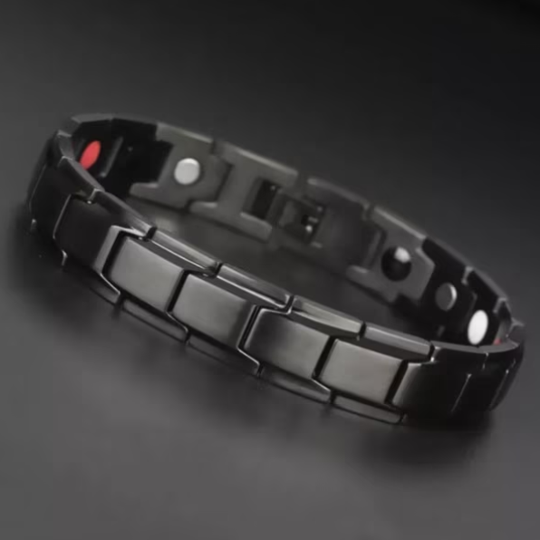 Bratara magnetica pentru barbati CRM, neagra, eleganta, ajustabila, 20 cm [2]