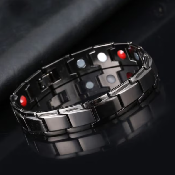 Bratara magnetica pentru barbati CRM, neagra, eleganta, ajustabila, 20 cm [4]