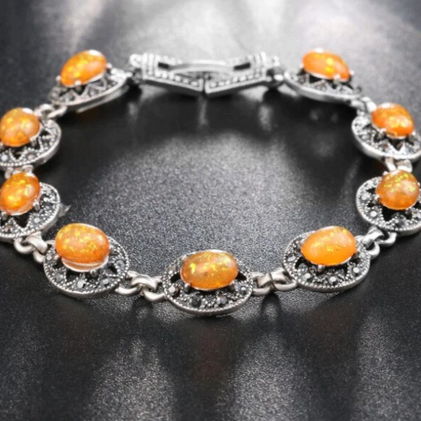 Brățară pentru Femei, CRM, Opal Galben, Argintie – Accesoriu Elegant [5]