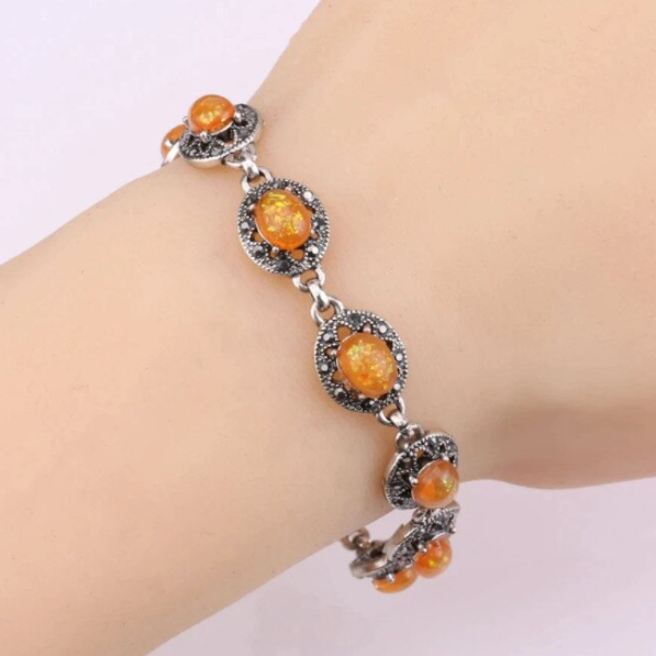 Brățară pentru Femei, CRM, Opal Galben, Argintie – Accesoriu Elegant [4]