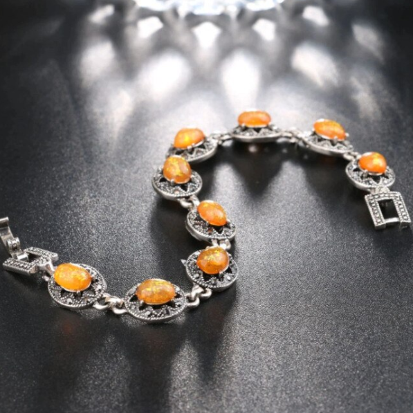 Brățară pentru Femei, CRM, Opal Galben, Argintie – Accesoriu Elegant [3]