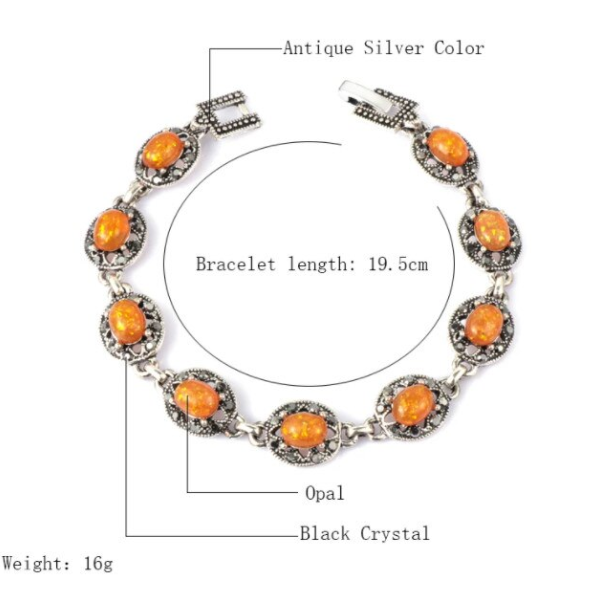 Brățară pentru Femei, CRM, Opal Galben, Argintie – Accesoriu Elegant [2]