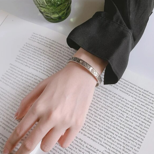 Bratara Retro, CRM, Moon&Star, semireglabila, deschisa, argintie [4]