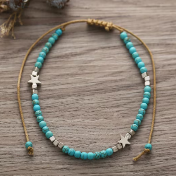 Brățară Vintage pentru Gleznă, CRM, Model Vară, Reglabilă, Turquoise [5]