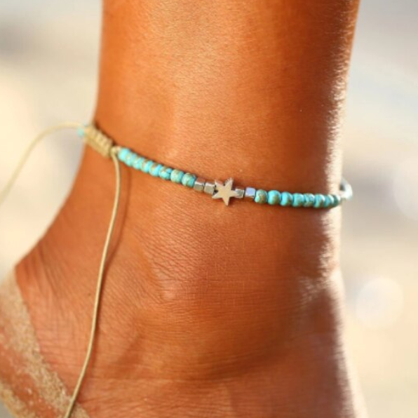 Brățară Vintage pentru Gleznă, CRM, Model Vară, Reglabilă, Turquoise [4]
