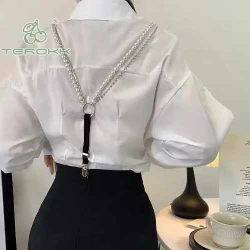 Bretele Fashion Decorative cu Perle, CRM,  Accesoriu Vestimentar Modern pentru Rochii, Bluze și Fuste [4]