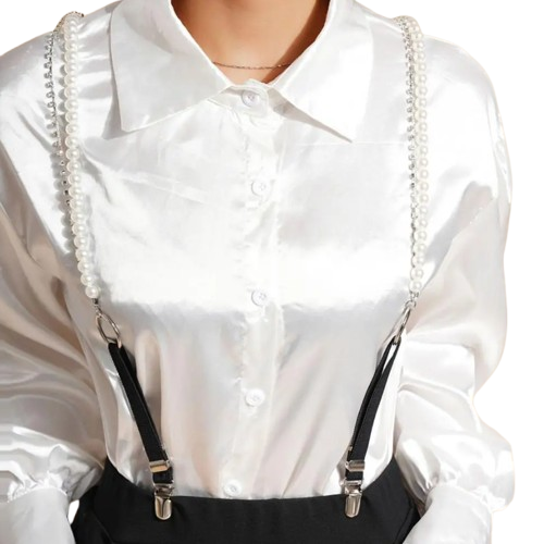 Bretele Fashion Decorative cu Perle, CRM,  Accesoriu Vestimentar Modern pentru Rochii, Bluze și Fuste [1]