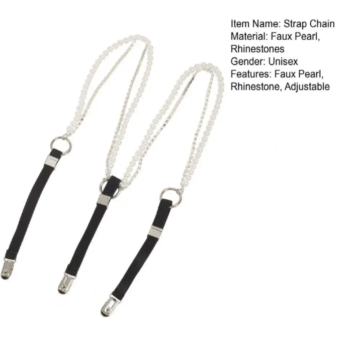 Bretele Fashion Decorative cu Perle, CRM,  Accesoriu Vestimentar Modern pentru Rochii, Bluze și Fuste [3]
