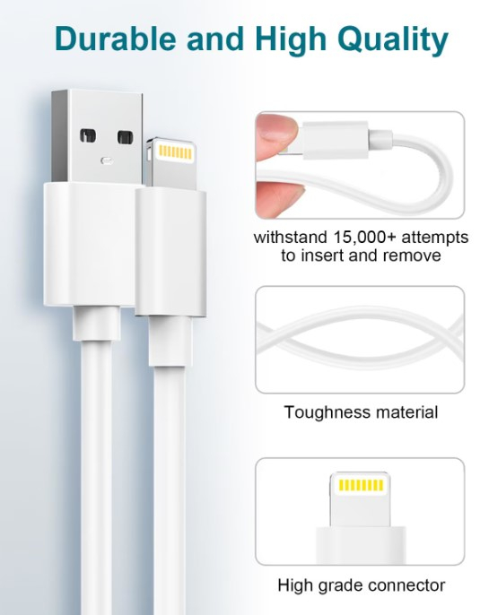 Cablu USB to Lightning, 3 metri, Alb pentru iPhone [9]