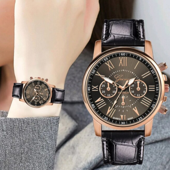 Ceas elegant, CRM, Unisex, Curea Neagră [2]