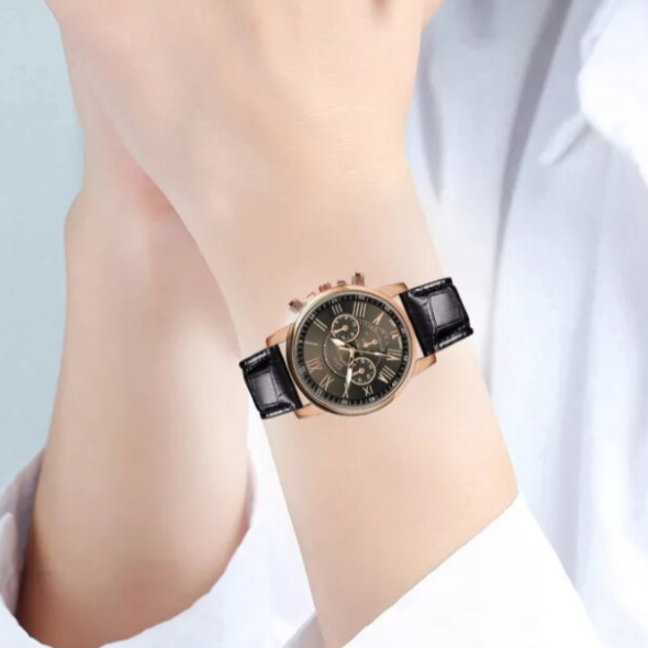 Ceas elegant, CRM, Unisex, Curea Neagră [4]