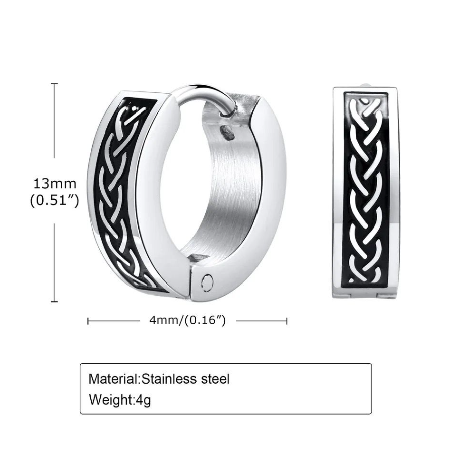 Cercei bărbați, ADM, CelticKnot, oțel Inoxidabil, negru-argintiu, stil celtic [2]