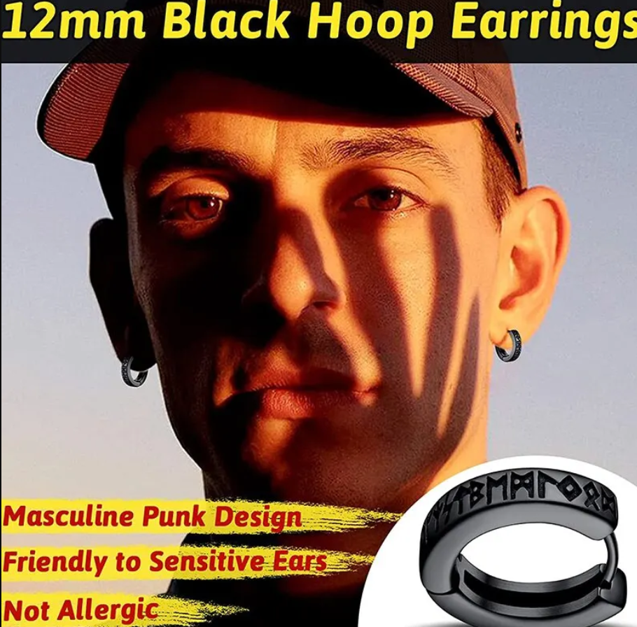 Cercei bărbați, ADM, Dark Viking - oțel inoxidabil, stil retro/gotic [2]