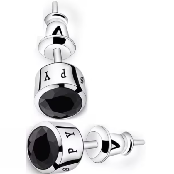 Cercei eleganti pentru barbati, Round Zircon, CRM, argintii [4]