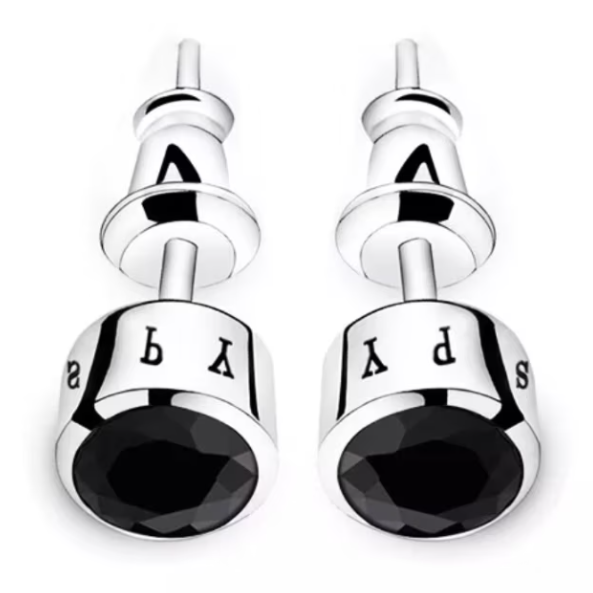 Cercei eleganti pentru barbati, Round Zircon, CRM, argintii [2]