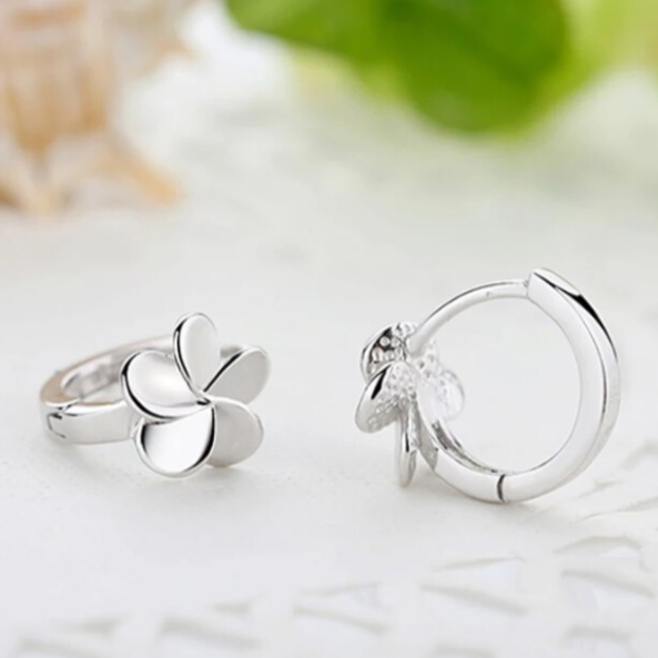 Cercei pentru fetite, CRM, model floare delicata, argintii [3]