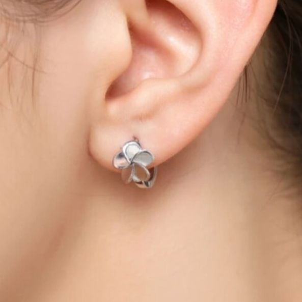 Cercei pentru fetite, CRM, model floare delicata, argintii [2]